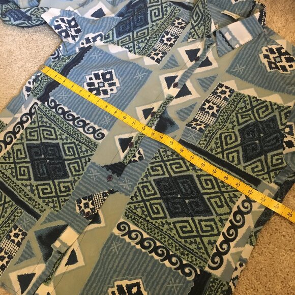 Vintage 90s Meandering Patchwork Button Up Dress Shirt - Picture 12 of 16